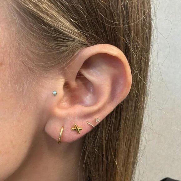 marley and me Jewelry - The Josephine Gold sterling silver stud earrings x cross studs